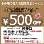 <span class="title">シルバーウィーク5日間限定500円OFFクーポン発行です。ご利用条件がありますので確認お願いします。</span> <span class="title">シルバーウィーク5日間限定500円OFFクーポン発行です。ご利用条件がありますので確認お願いします。</span>